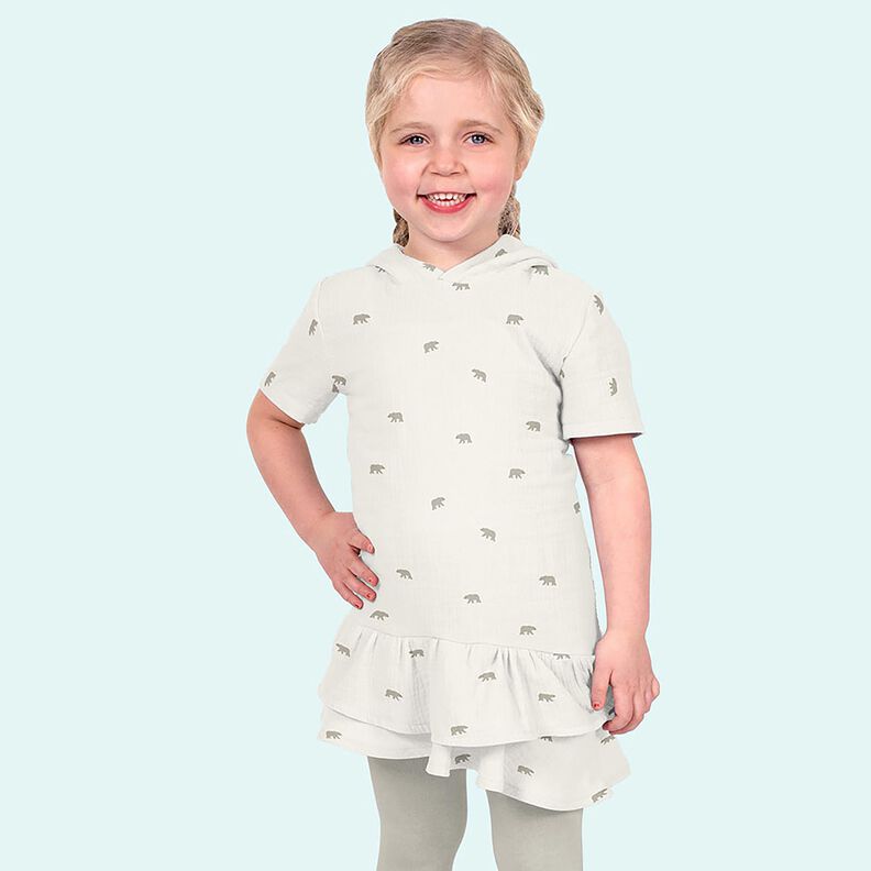 Musliini-/kaksikerroksinen kangas Jääkarhu – valkoinen,  image number 6