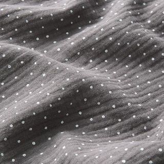 Musliini-/kaksikerroksinen kangas Pikkupilkut – savenharmaa/valkoinen, 