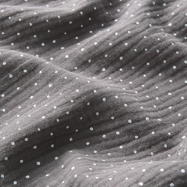 Musliini-/kaksikerroksinen kangas Pikkupilkut – savenharmaa/valkoinen,  image number 2