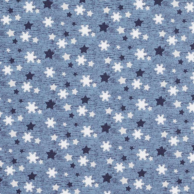 Collegekangas harjattu Lumihiutaleet ja tähdet Digitaalipainatus – siniharmaa,  image number 1