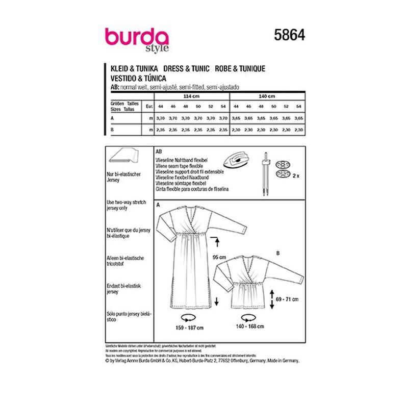 Plus-Size Mekko / Tunika | Burda 5864 | 44-54,  image number 9