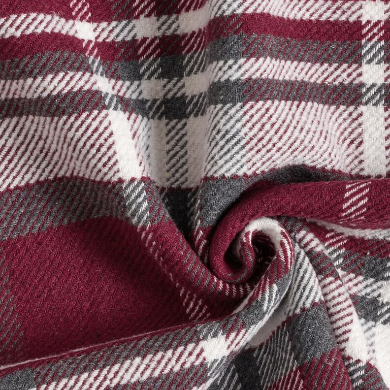Takkikangas ruudullisella turkiskääntöpuolella – bordeauxin punainen/savenharmaa,  image number 3